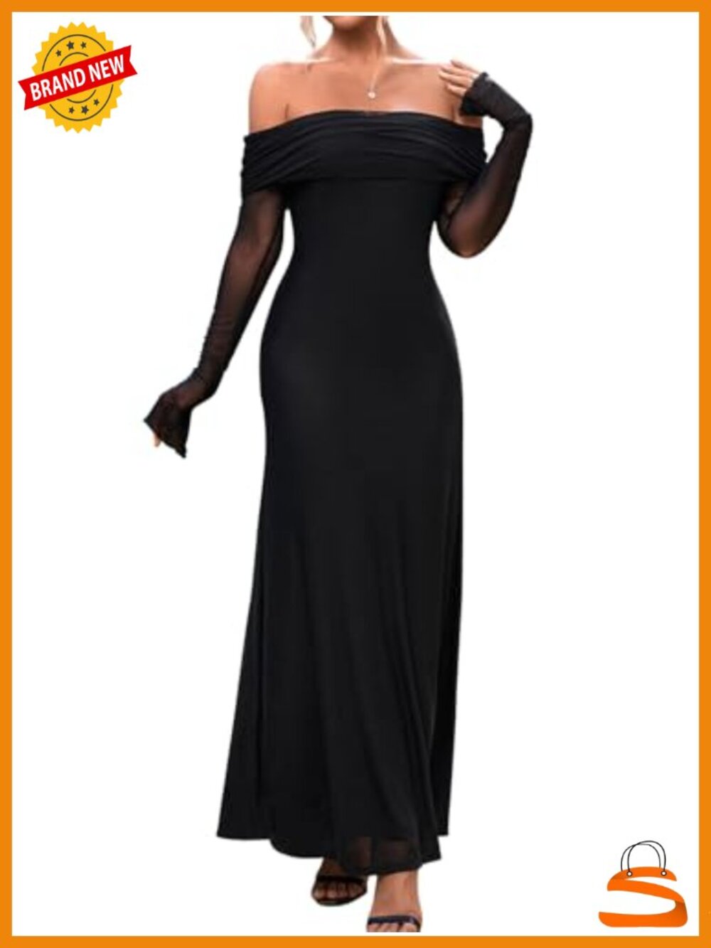 Off Shoulder Long Sleeve Maxi Dress Bodycon Backless Ruched Formal Wedding Guest